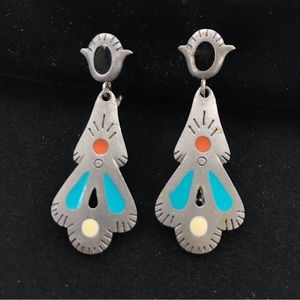 Vintage Celebrity brand Southwest look earrings, post back with clip